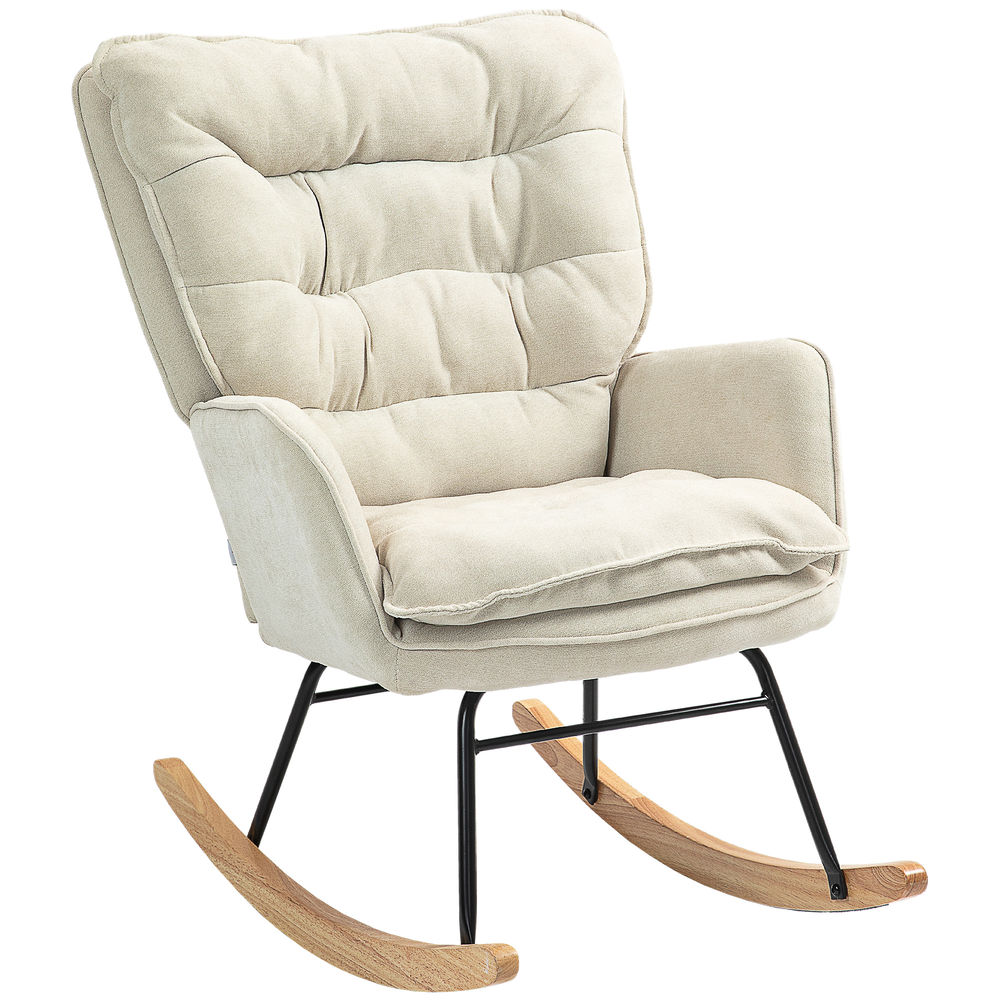 Silla mecedora 71x98.5x97 cm chenilla, espuma color beige Homcom