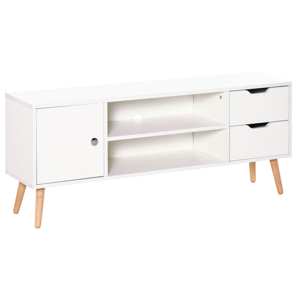 Mueble de tv 120x28x44 cm color blanco Homcom, hogar - muebles de salón