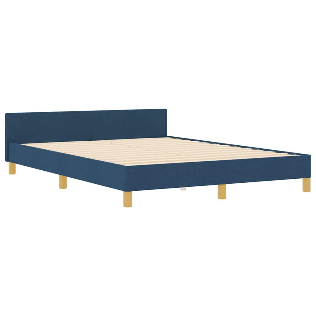 vidaXL estructura de cama con cabecera azul 160 x 200 cm tela