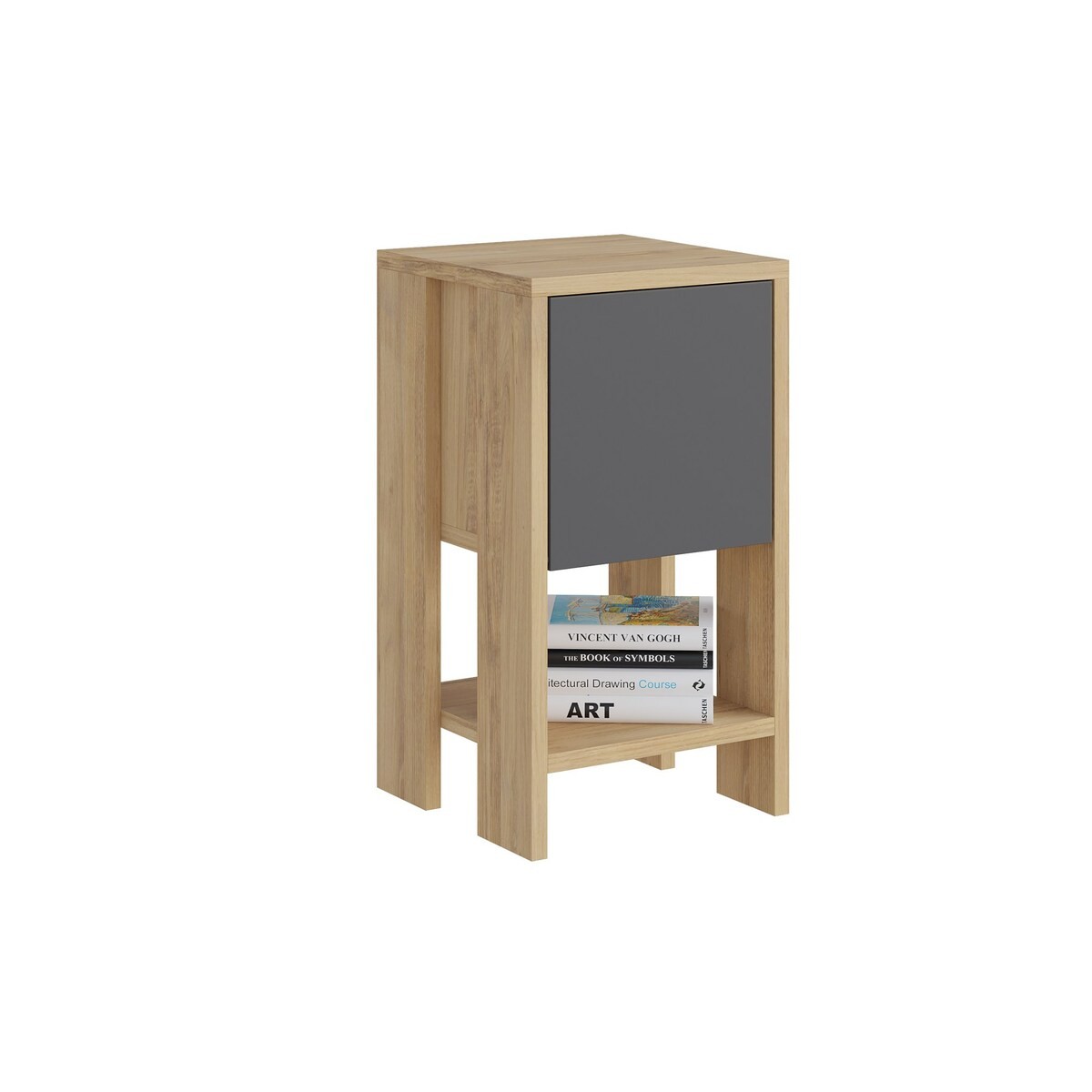 Mesita de noche 1 puerta abatible h55 cm - ema