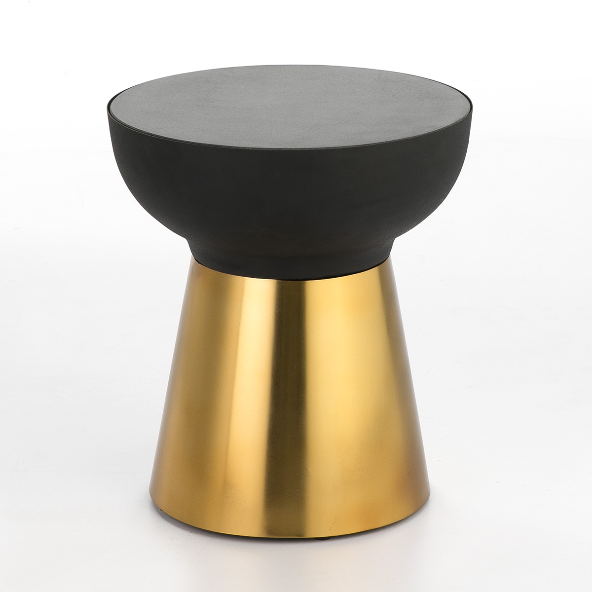 Mesa auxiliar 40x40x43 granito negro, metal dorado, negro