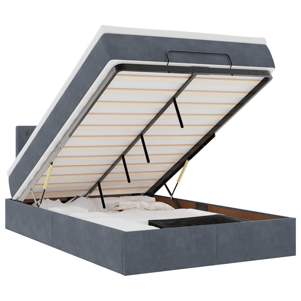 vidaXL cama otomana con colchón 120x190 cm terciopelo gris oscuro