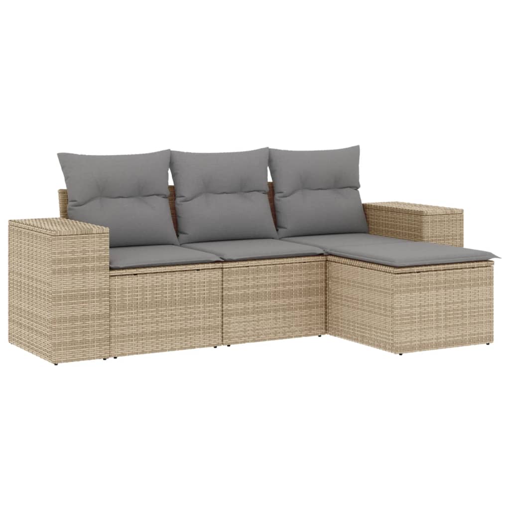 vidaXL juego de sofás jardín con cojines 4 pzas ratán sintético beige
