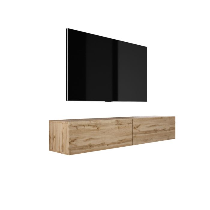 Mueble tv colgante - roble wotan - paneles 170x32x34 cm