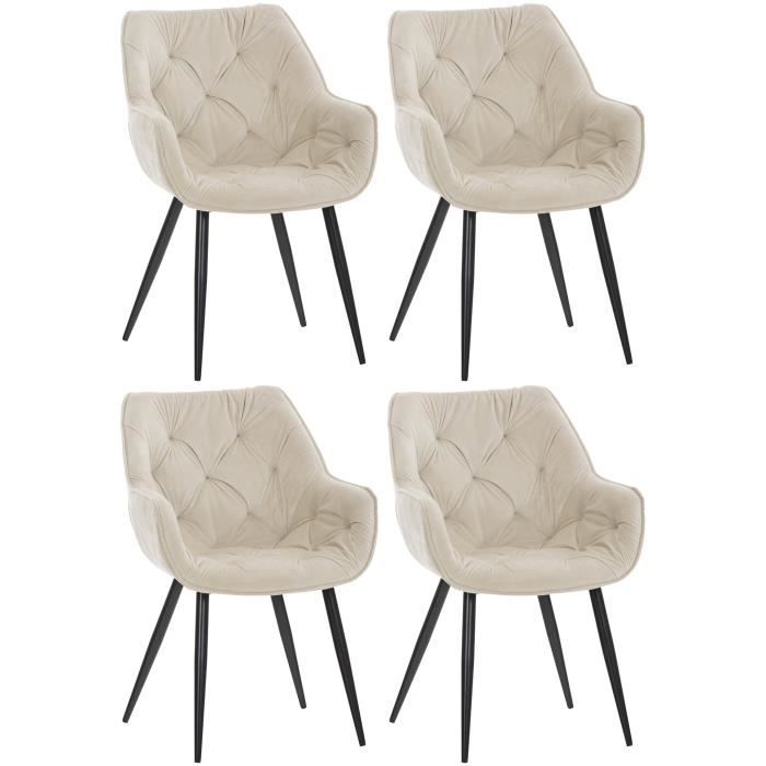 Sillas de comedor modernas - lote de 4 - terciopelo crema