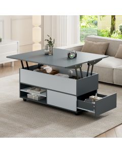 Mesa de centro elevable con ruedas tablero de partículas gris 65x100x98cm