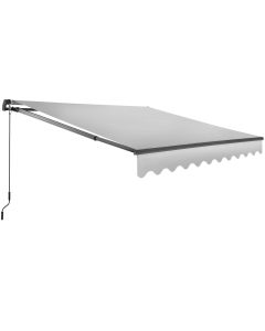 Toldo con brazo articulado y soporte pared, 250 x 200 cm, gris claro
