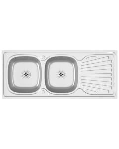 vidaXL fregadero de cocina doble seno acero inoxidable 1200x500x155 mm
