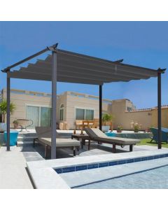 Pérgola de techo retráctil gris antracita de 3x4 m
