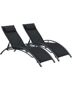 Juego de 2 tumbonas beauty "phoenix" de aluminio negro
