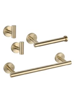 Conjunto charles 30 dorado cepillado  toallero + portarrollos + 2 perchas