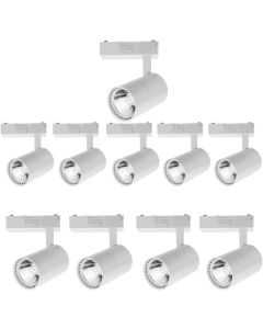 10x foco techo LED carril 30w, blanco 3000k, 3000lm, monofásico, blanco