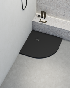 Plato de ducha poaLGi - 90x90 cm semicircular - negro - extraplano