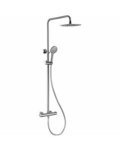 Valaz barra ducha termostática redonda 120cm acero cepillado - 25cm