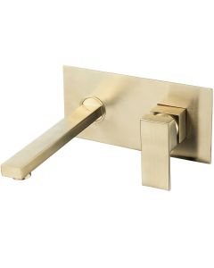 Valaz grifo de lavabo empotrado cuadrado dorado cepillado con caño de 21cm