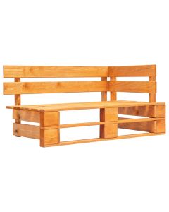 Banco esquinero de palés para jardín madera marrón miel es1354