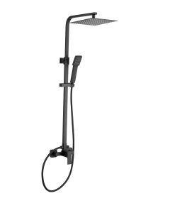Valaz barra de ducha cuadrada ajustable hasta 120cm negro mate - 25cm