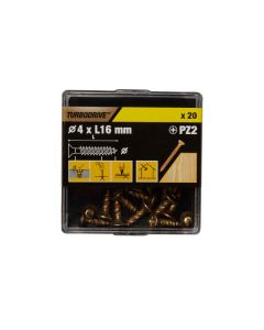 20 tornillos para madera PZ premium 4x16 mm Turbodrive