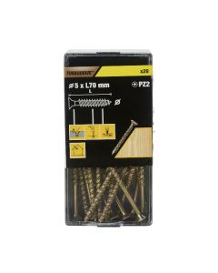 20 tornillos para madera PZ premium 5x70 mm Turbodrive