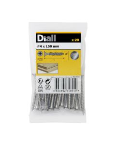 20 Tornillos para madera INOX 4x50 mm Diall