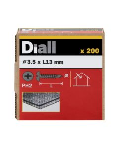 200 Tornillos autoperforantes de acero 3,5x13 mm Diall