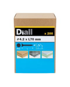 Tornillo para yeso punta afilada PH2 4,2x70x50 mm Diall 200 uds