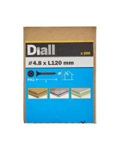 Tornillo para yeso PH2 4,8x120 mm Diall 200 uds