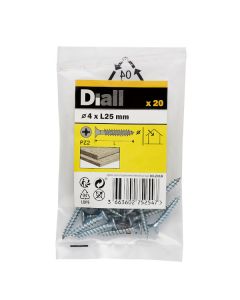 20 Tornillos para madera PZ 4x25 mm Diall