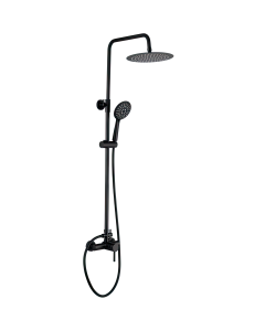 Valaz barra de ducha monomando redonda ajustable 120cm negro mate - 20cm