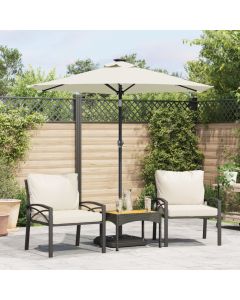 Sombrilla jardín con luces LED poste acero blanca 225x225x212cm eerf7484
