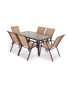 Mesa de cristal templado hc + 6 sillas. Muebles de jardin y terraza,