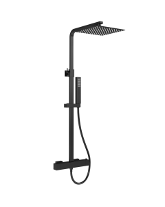 Valaz barra de ducha termostática cuadrada 120cm negro mate - 25cm
