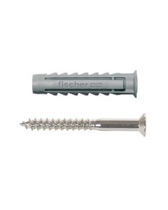 Pack 15 tacos macizo sx con tornillo fischer 6 x 30 mm