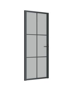vidaXL puerta interior de vidrio y aluminio negro mate 83x201,5 cm