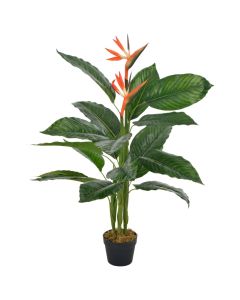 Planta artificial strelitzia con macetero rojo 100 cm es8696