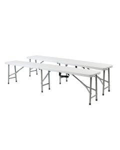 Set 2 bancos plegables y portátiles Gardiun new koln 180x29x43 cm de resina