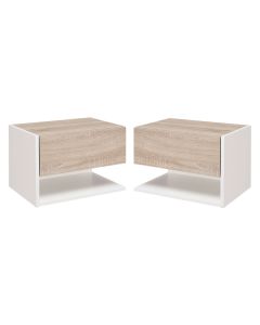 Set 2 mesitas noche 46x30x30 cm bicolor Homcom
