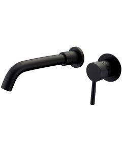Valaz grifo lavabo empotrado redondo monomando con caño de 21cm negro mate