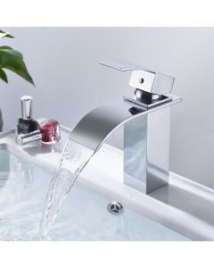 Grifo de baño en cascada de latón macizo - cecipa - brillante - gris