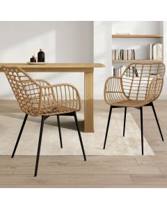 Sillas efecto ratán marrón - lote de 2 - 51 cm