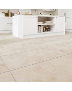 Suelo porcelánico rectificado gran formato piedra marfil mate 60x120cm Vurda