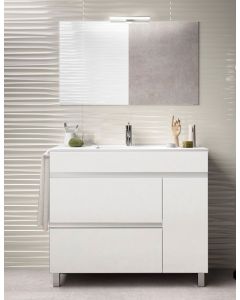 Mueble de baño caprera, lavabo y espejo 100x45cm blanco
