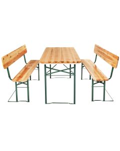 Tectake conjunto de mesa plegable de acero y madera y 2 bancos 170x69x77cm