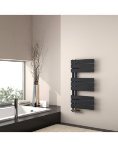 Emke radiador toallero agua caliente 76x40cm, panel negro mate, vertical