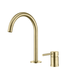 Valaz grifo de lavabo encastrado monomando cuello cisne oro mate