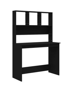 vidaXL escritorio con estantes madera contrachapada negro 102x45x148cm