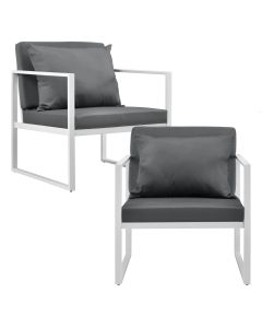 [casa.pro] 2 x sillón silla de jardín set de 2 muebles de jardín blanco