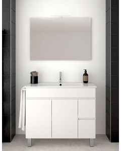 Mueble de baño isquia con lavabo y espejo 80x40cm blanco
