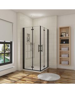 Mampara de ducha plegable,cristal antical 5mm,negro mate,700x700x1900mm