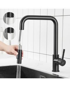 Grifo de cocina - cecipa - negro - acero inoxidable - rotativo 360° - 2 fun